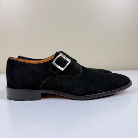Like New Carlos Santos Black Suede Single Buckle Strap Loafer main image 5
